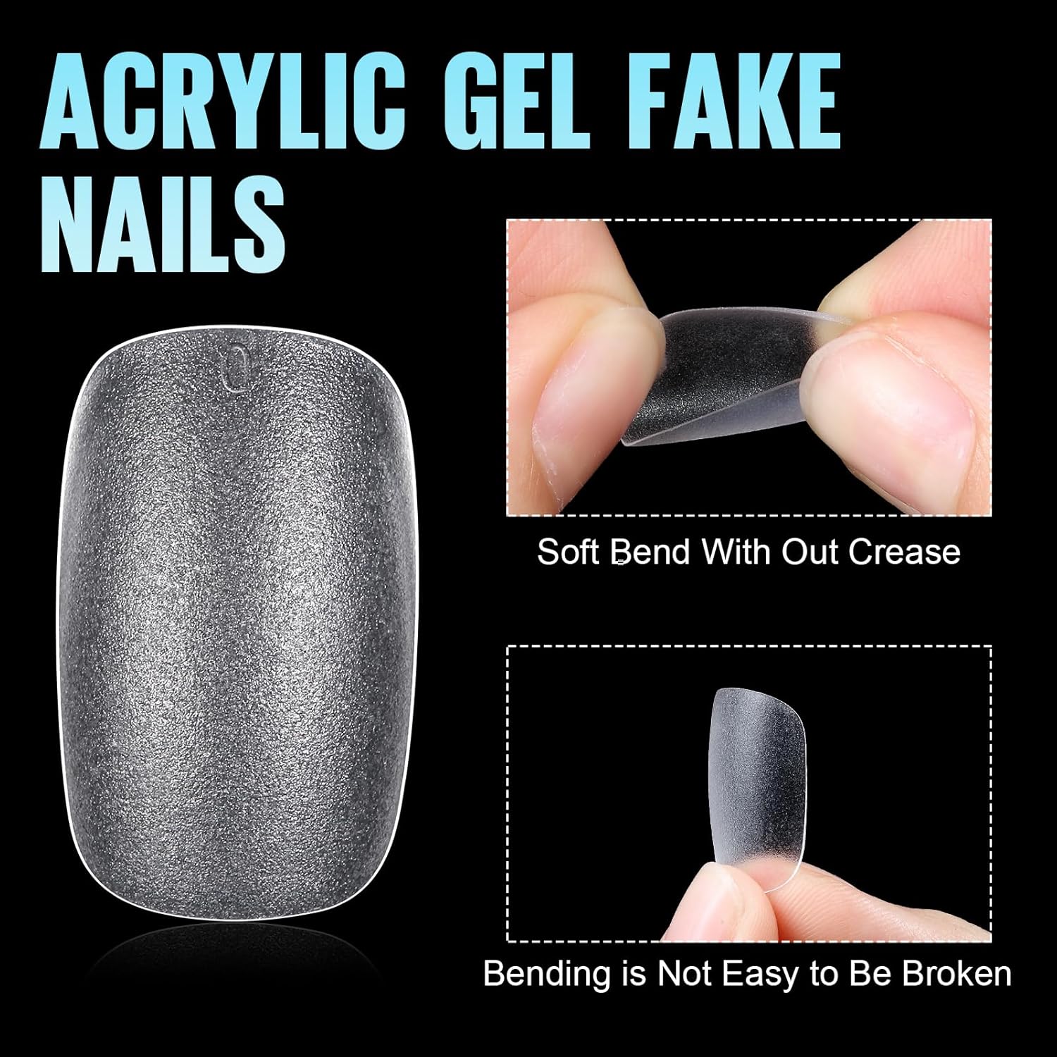 TOMICCA Short Oval Nail Tips, 240Pcs 15Sizes Double Sided Matte Nail Tips for Manicure, Acrylic Full Cover Fake False Press on Nails for Home DIY Art-Velvo Beauty