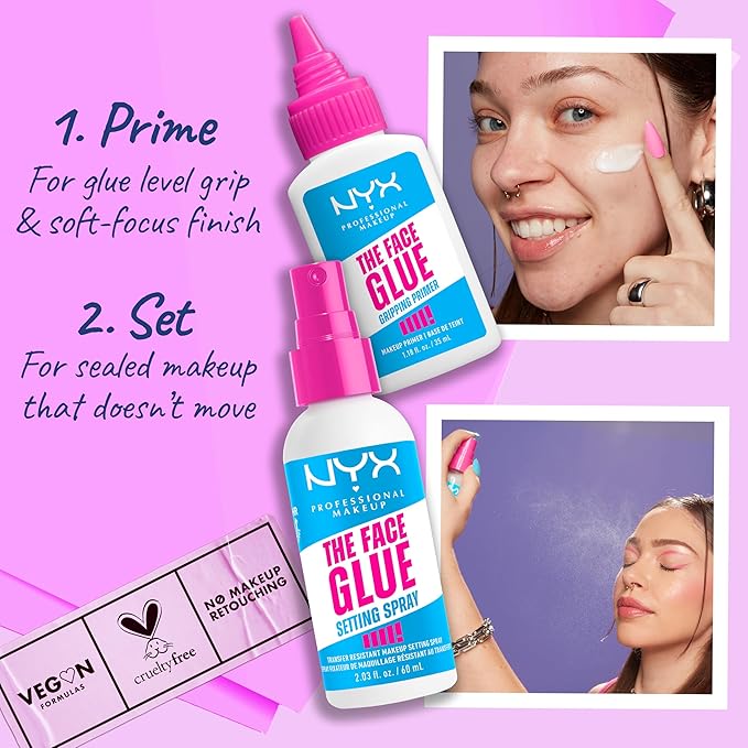 NYX PROFESSIONAL MAKEUP The Face Glue Gripping Primer, Hydrating Makeup Primer with Up To 24HR Wear, Vegan & Cruelty Free-Velvo Beauty