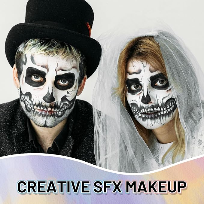 White Water Based Face Body Paint, 2.37 OZ Washable Large Tube Full Coverage Face Paint Cream for Adult Carnival Cosplay Halloween SFX Skull Joker Zombie Vampire Skeleton Goth Makeup-Velvo Beauty