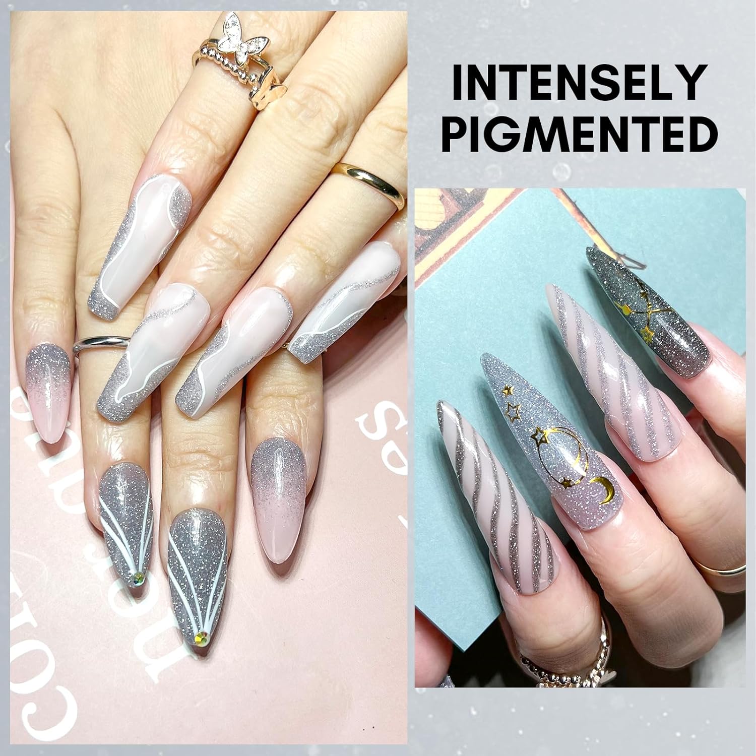 Makartt Glitter Gel Nail Polish - Flash Grey Diamond Reflective Sparkly Gel, UV LED Soak Off for Nail Art Designs, 15ml DIY Home Salon Manicure-Velvo Beauty