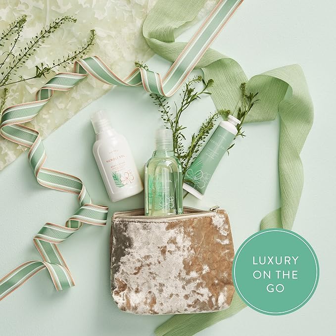 Thymes Travel Set and Beauty Bag - Contains Body Wash, Body Lotion & Hand Cream - Neroli Sol-Velvo Beauty