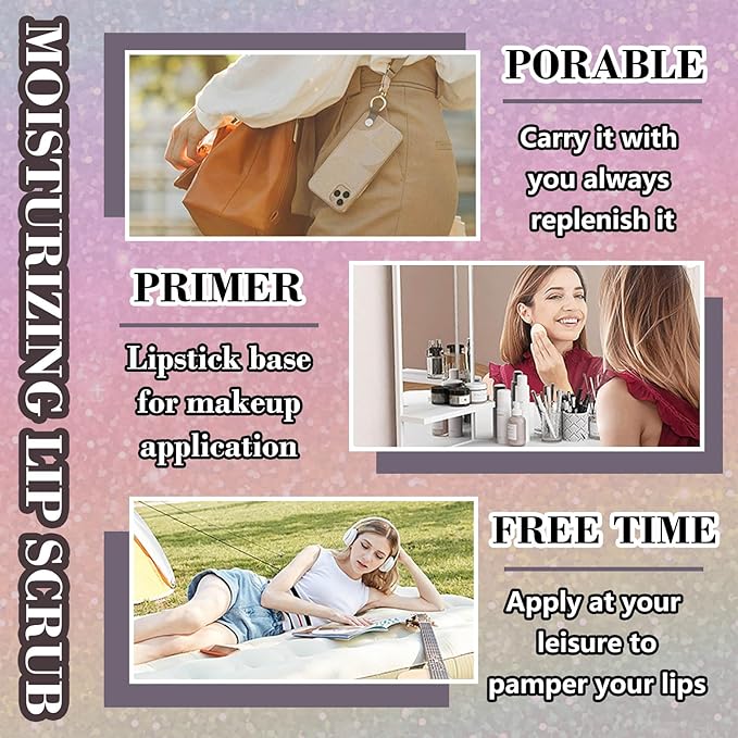 Nourishing Smooth Lip Scrub,Soft Long Lasting Moisturizing Lip Scrubber Exfoliator for Men & Women,Gentle Non-Greasy Sugar Scrub Lip Cares Moisturizer-Velvo Beauty