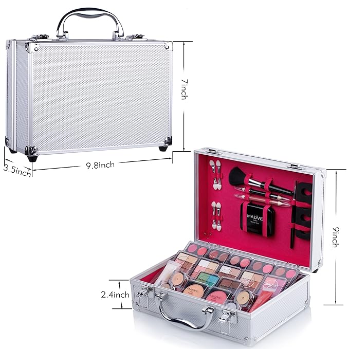 Makeup Kit for Girls and kids 8-12 Carry All Makeup Train Case with Pro Makeup for Teens Women Full Starter Cosmetics Set (SILVER)-Velvo Beauty