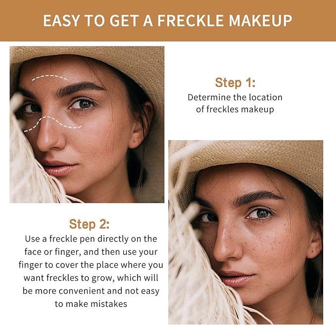 2 Pcs Freckle Pen Set, Natural Lifelike Fake Freckles Makeup Pen Magic Brown Color Freckles Makeup Tool Long-Lasting Waterproof Dot Spot Pen for Effortless Sunkissed Makeup (Light Brown)-Velvo Beauty