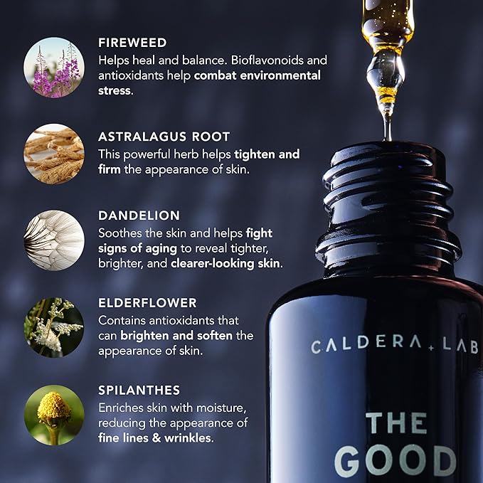 Caldera + Lab The Good | Men's Organic Moisturizing Face Serum for Dry, Sensitive, & Normal Skin – Vegan, Natural & Antioxidant Packed Skincare Facial Oil-Velvo Beauty