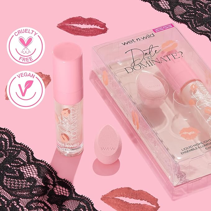 wet n wild Date Or Dominate Liquid Highlighter & Sponge Set-Velvo Beauty
