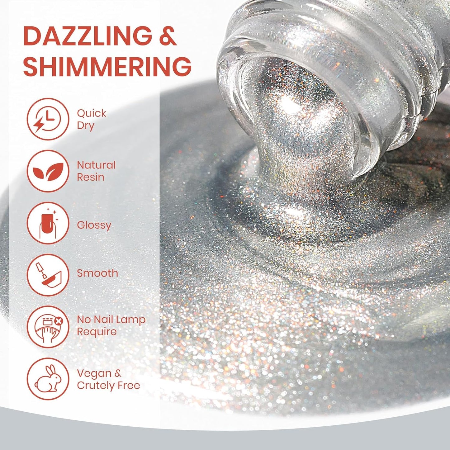 Aurora Silver Magnetic Nail Polish Non Gel with Magnet Quick Dry Cat Eye Nail Polish for Fingernail Air Drying Fast Lacquer Manicure Gift For Women Girls 16ml, 0.54fl oz-Velvo Beauty