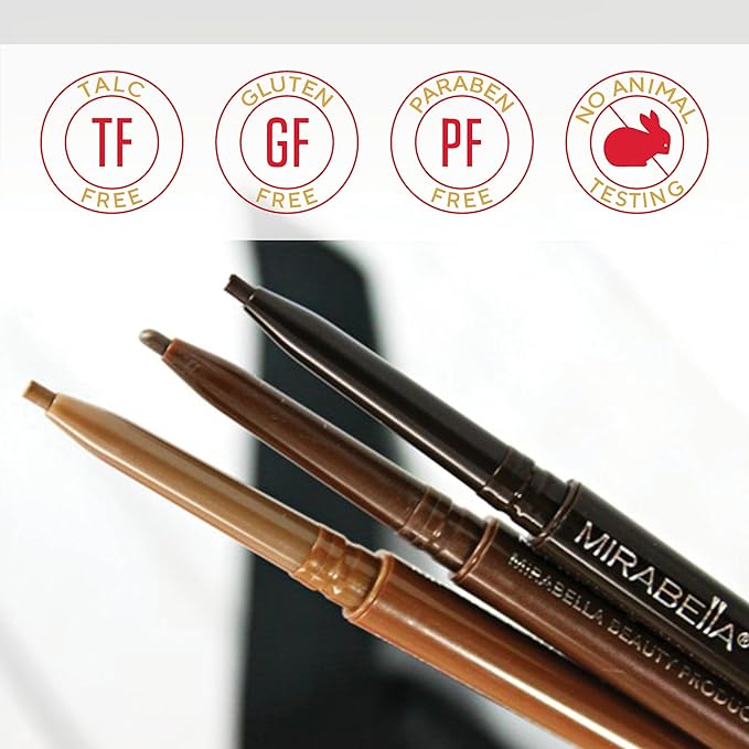 Mirabella Ultra Fine Brow Pencil, Anti-Chip Waterproof Eyebrow Pencil - Smudgeproof, Blendable & Retractable Eyebrow Pencil to Define and Fill In Brows Naturally - Light-Velvo Beauty