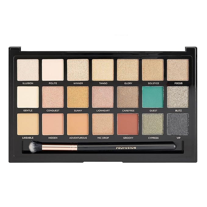 Profusion Cosmetics 21 Shade Eyeshadow Palette Collection & Brush, Chocolates-Velvo Beauty