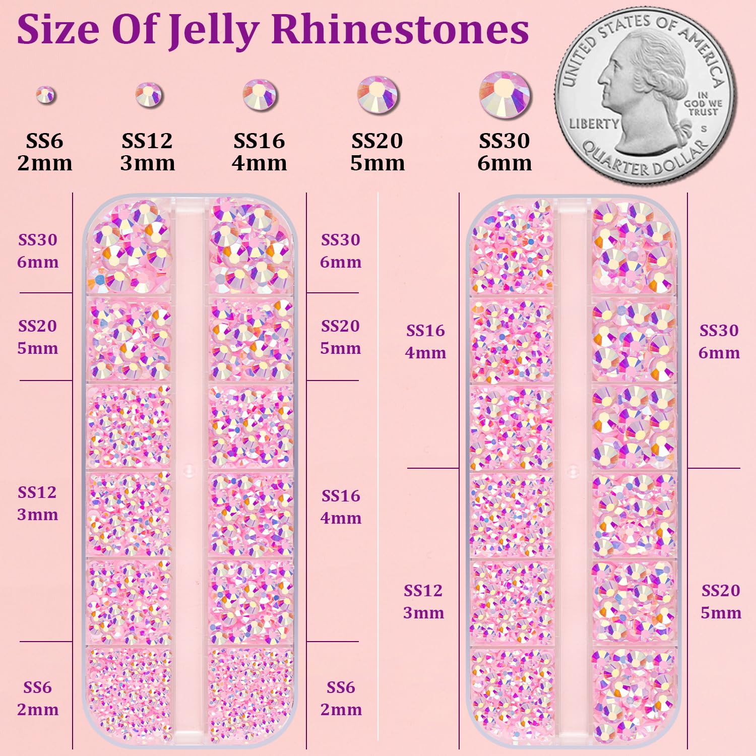 Resin Jelly Rhinestones for Crafting with B7000 Jewelry Glue, 2 Boxes Light Pink AB Flatback Crystals with 3Pcs 10ml Glue, Bedazzling Non Hotfix Gems for DIY Tumblers Clothing Shoes Manicure-Velvo Beauty