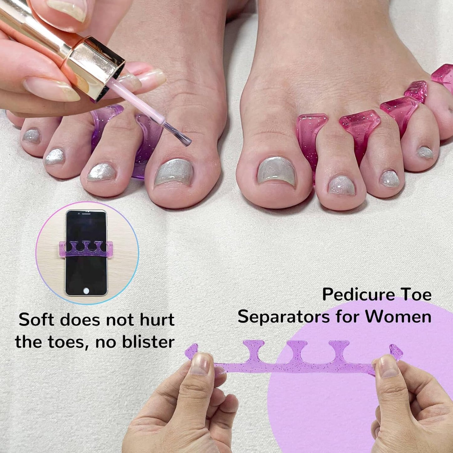 SUNFATT Toe Separators,Toe Spacers for Women,Toe Separators Use for Separation of Toenails or Nails as Well as Polishing of Nail Polish.(Thin)-Velvo Beauty