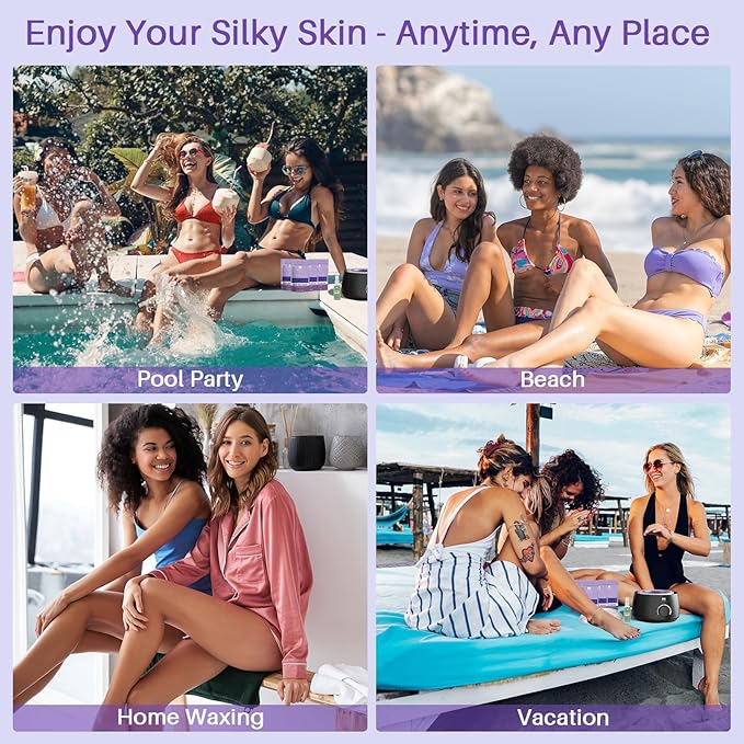 BLITZWAX Brazilian and Bikini Waxing Kit for Women, Hard Wax Warmer for Face, Legs, and Body, At Home Hair Removal Kit, Beginner Friendly, Quick Heating, 28 Accessories-Velvo Beauty