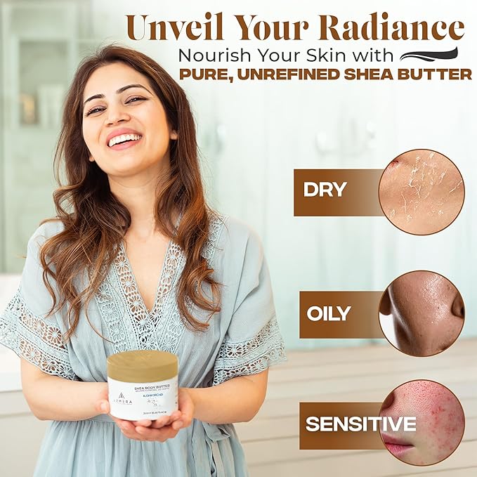AZMERA Handcrafted Whipped Shea Body Butter – Luxurious Orchid Scented Moisturizer for Dry, Sensitive Skin with Argan Oil & Vitamin E – Vegan, Non-Greasy Skincare – 8.82 oz-Velvo Beauty