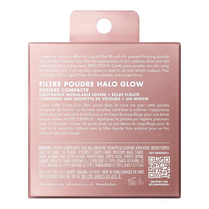 e.l.f. Halo Glow Powder Filter, Ultra-fine Finishing Powder, Smooths The Look of Pores & Fine Lines, Creates A Soft-Focus Glow, Vegan & Cruelty-Free, Rich Cool-Velvo Beauty