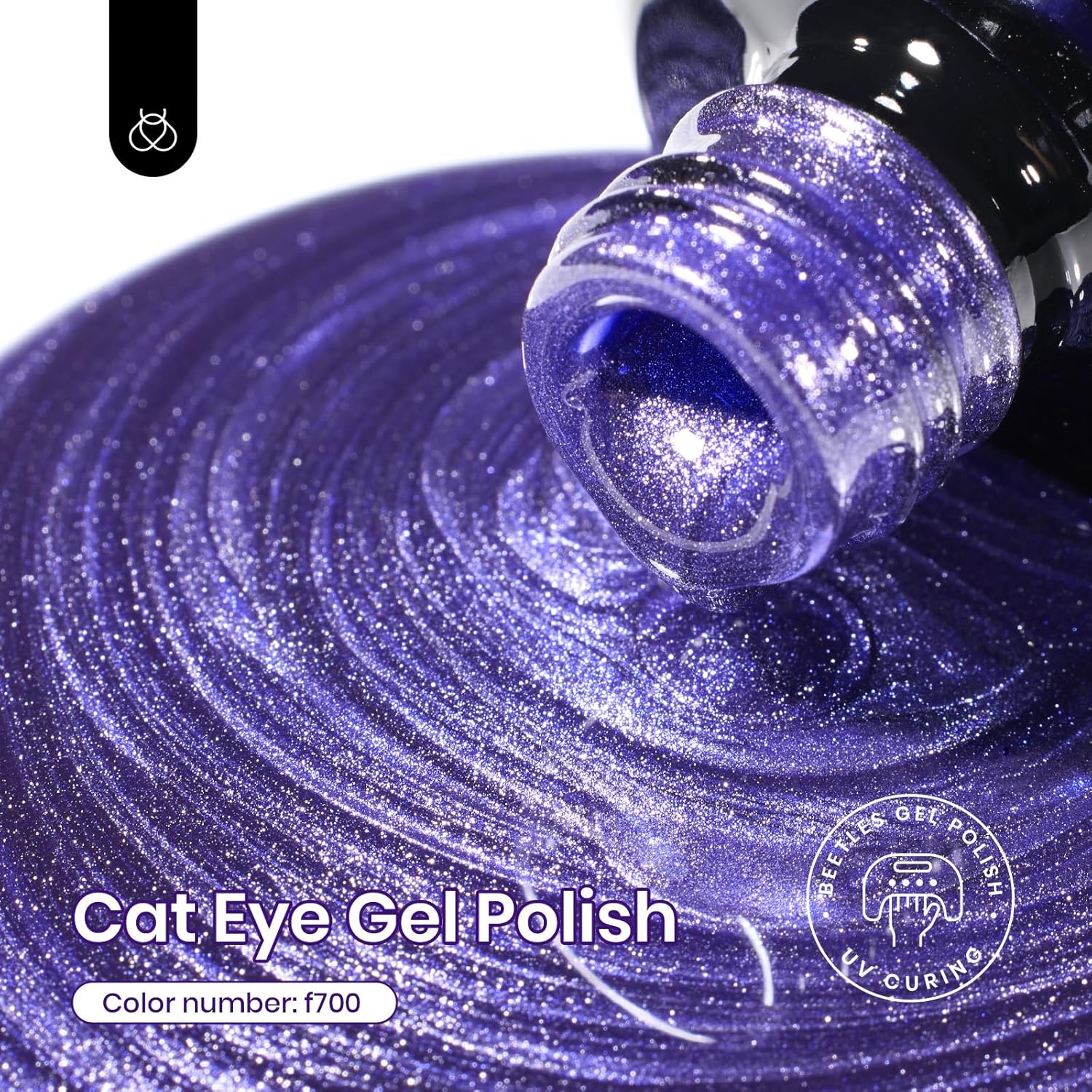 Beetles Cat Eye Gel Nail Polish, 15ML Purple Cat Eye Holographic Glitter Gel Polish with Magnet Soak Off UV Shimmer Velvet Gel Celestial Veil Series French Nail Art Design Manicure Gifts for Women-Velvo Beauty