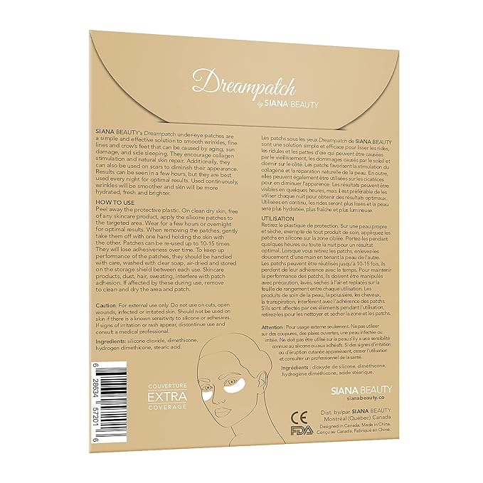 Anti-Wrinkle Skin Smoothing Reusable Silicone Patches by SIANA BEAUTY | Dreampatch, Under-Eye Patches, 2 pairs, 1-month supply-Velvo Beauty