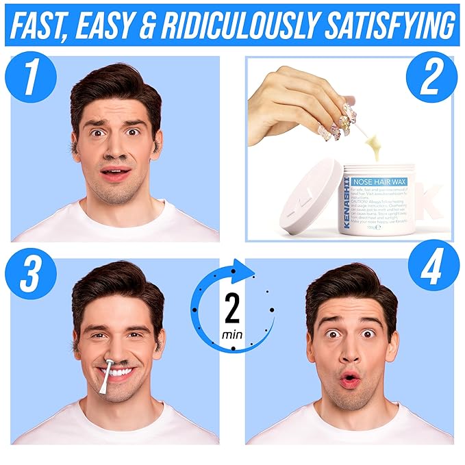 KENASHII Nose Wax Kit | 100 g Wax, 24 Applicators | Hair Removal Kit for Men and Women | Includes Balm Wipes and Mustache Guards | Lasts up to 5 Weeks-Velvo Beauty