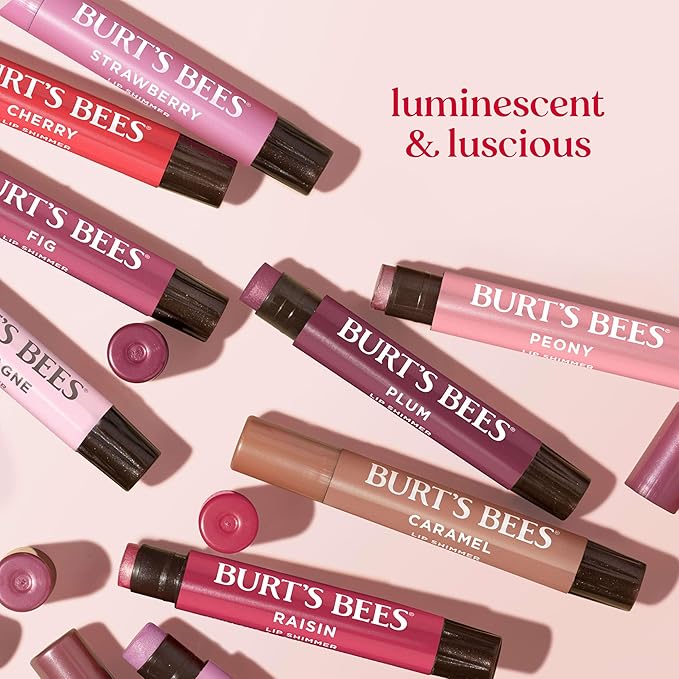 Burt's Bees Shimmer Lip Tint, Tinted Lip Balm Stick, Moisturizing for All Day Hydration with Natural Glowy Pigmented Finish & Buildable Color, Fig, 1 Tube, 0.09 oz.-Velvo Beauty