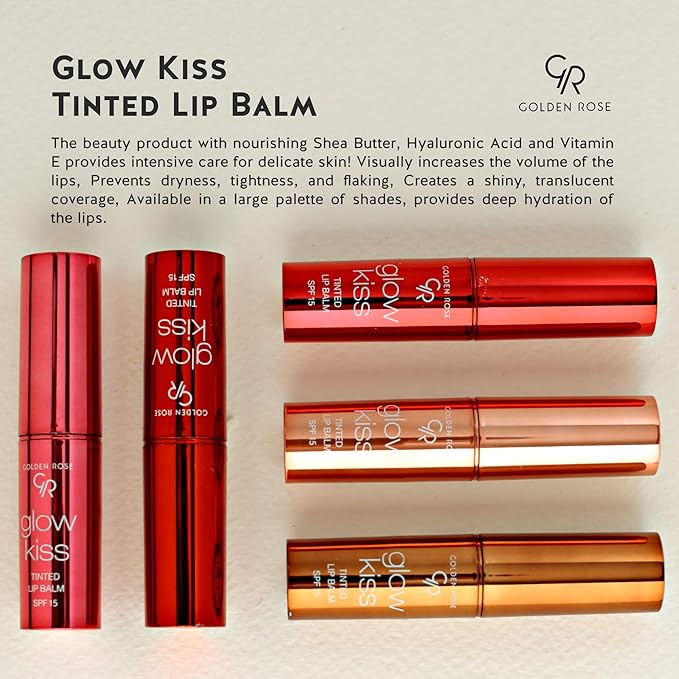 Golden Rose Cosmetics Glow Kiss Tinted Lip Balm with SPF15, Vegan Formula (Berry Pink)-Velvo Beauty