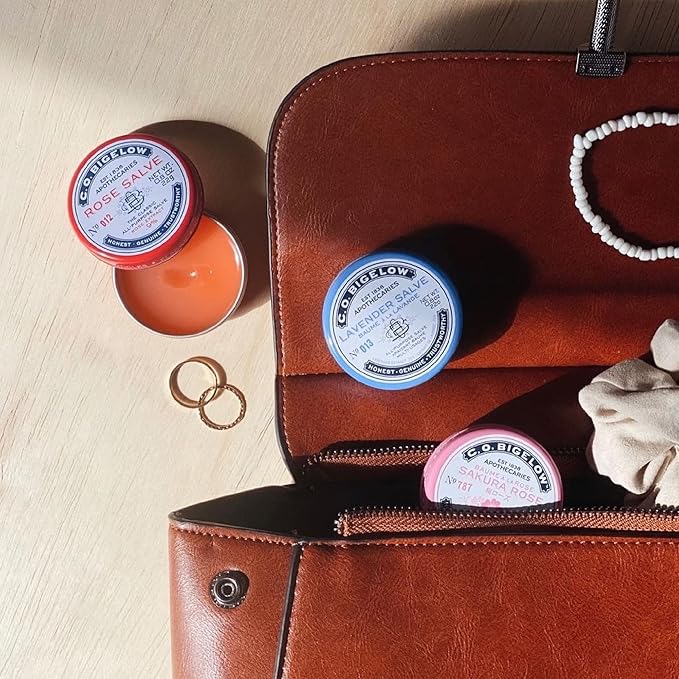 C.O. Bigelow All Purpose Salve Lip Balm Tins, Rose Salve Pack of 3 for Chapped Lips & Dry Skin - Moisturizing Lip, Cuticle 0.8 oz each-Velvo Beauty