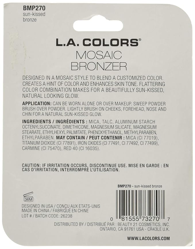 L.A. Colors Mosaic Bronzer/Blush Compact, Golden Bronze, 0.09 Ounce (Pack of 2)-Velvo Beauty