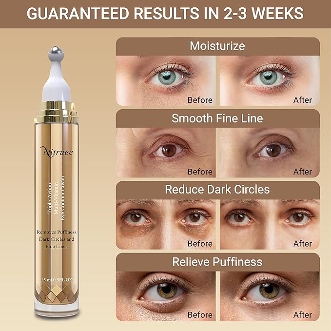 Under Eye Cream with Caffeine, Hyaluronic Acid, and Vitamins E, C, K - Advanced Dark Circle and Puffiness Treatment, Reduces Fine Lines-Velvo Beauty