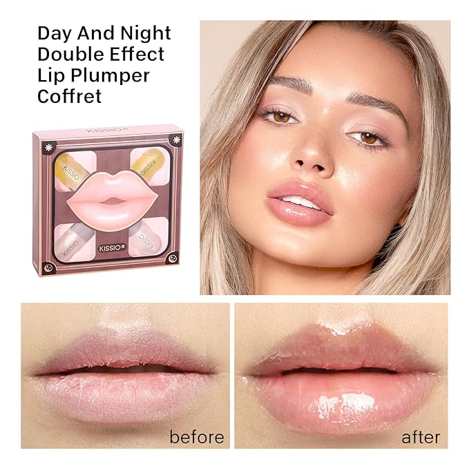 KISSIO Lip Plumper Set,Natural Lip Plumper and Lip Care,Lip Plumper Gloss,Lip Moisturizing,Day and Night Ues,4PCS Lip Plumper,Cruelty Free,5.5 ml*4-Velvo Beauty