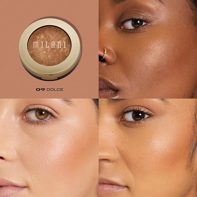 Milani Bronzer Powder - Baked Bronzer Made in Italy, Bronzing Shimmer Highlighter Makeup for Contour -Dolce-Velvo Beauty