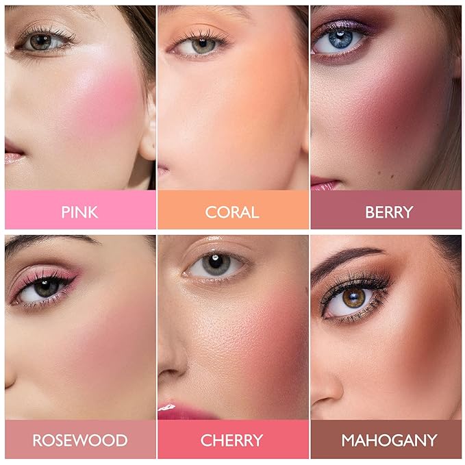 KYDA Powder Blush, Radiant Glow Face Blusher, Blendable Formula, Lasting Moisturizing, Ultra Fine Lightweight Texture, Rosewood-Velvo Beauty