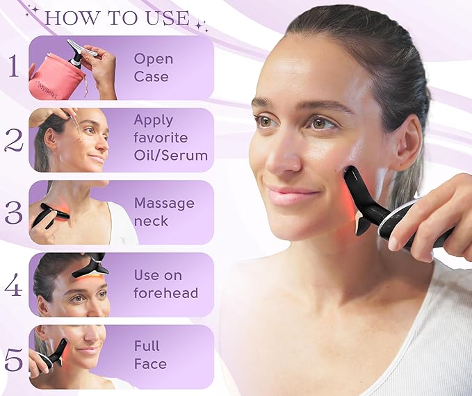 7 LED Light Beauty Tool – Face and Neck Massager with Jade Roller, Case, Black-Velvo Beauty