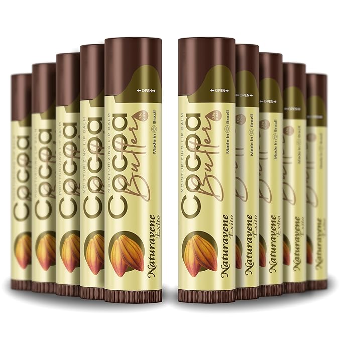 Moisturizing Lip Balm Cocoa Butter Box of 10, Moisturizing Hydrated Lips, Ligth Yellow, 0.13 Fl Oz, 1-Velvo Beauty