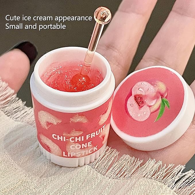 Lip Balm Cute, 3pcs Cute Ice Cream Shape Moisturizing Fragrance Wrinkle Removal Lip Care Cream for Chapped Lips Daily Use-Velvo Beauty
