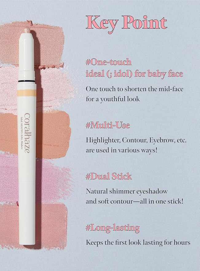 CORALHAZE Idol AEGYO-SAL Maker 01 Champagne Beige, 2-in-1 Under-Eye Highlighter and Contour Liner for Bright, Voluminous Eyes, Long-Lasting, Smudge-Proof Shimmer Stick with Natural Glow, Korean Beauty-Velvo Beauty