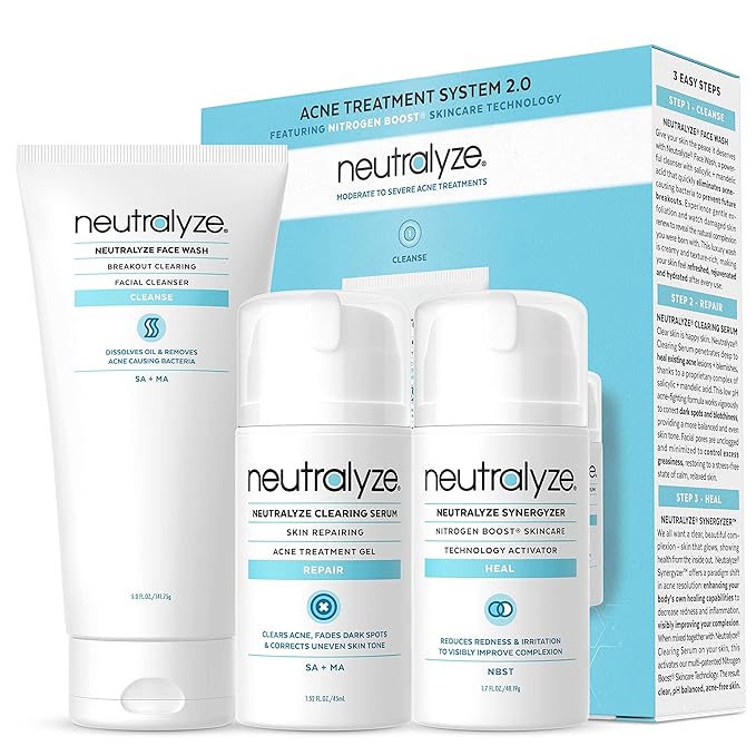 Moderate To Severe Acne Treatment Kit 2.0 - Maximum Strength Acne Kit, 2% Salicylic Acid, 2% Mandelic Acid & Nitrogen Boost Skincare Technology - Acne Treatment for Teens & Adults (90+ Day)-Velvo Beauty