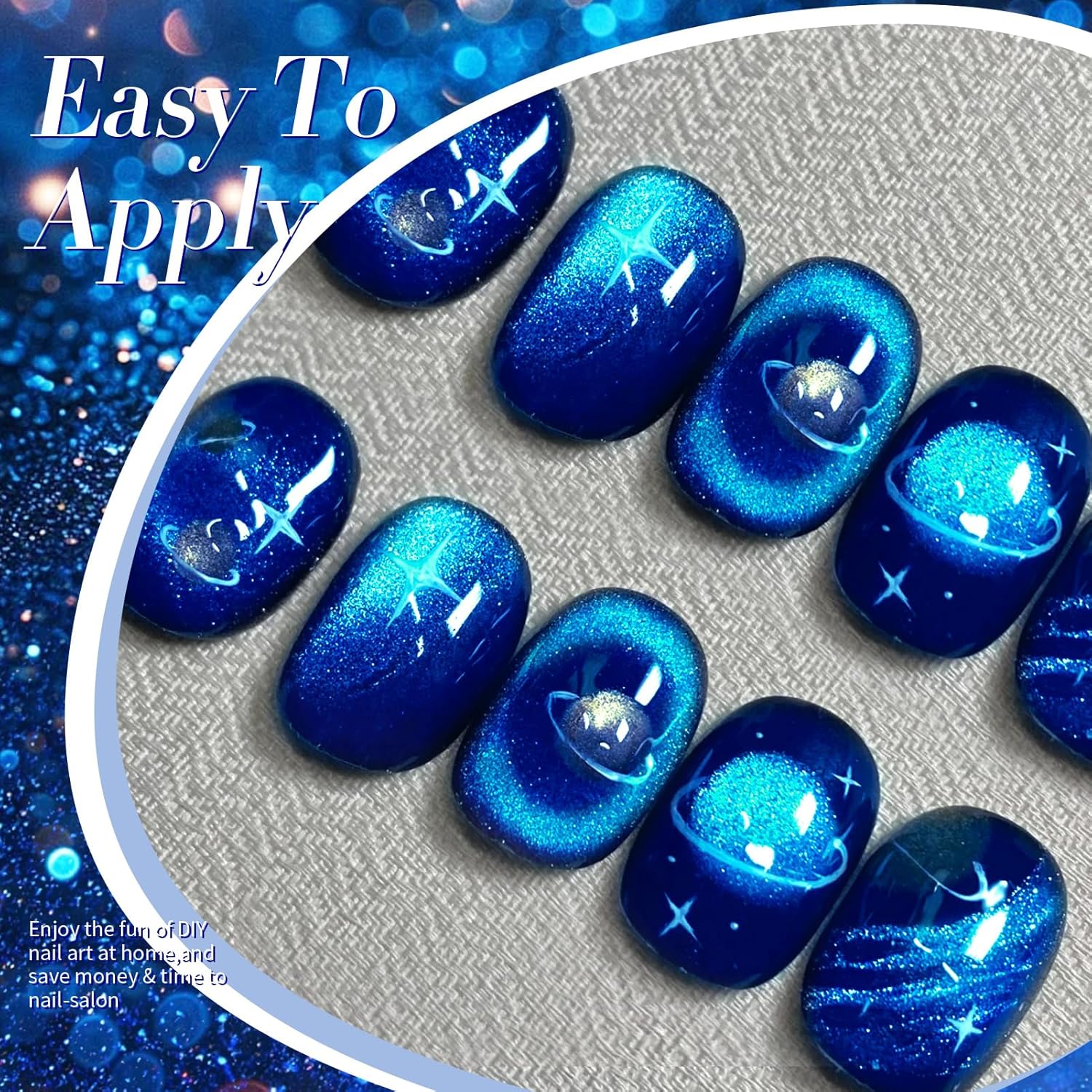 Born Pretty Cat Magnetic Eye Gel Nail Polish, Blue Ore Glitter Cat Magnetic Gel Nail Polish, Holographic Magnetic Nail Polish for Nail Art Manicure Salon DIY at Home 15ML-Velvo Beauty
