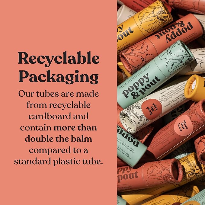 Jumbo Lip Balm Gift Set (3-Pack, Top Flavors) | Poppy & Pout All Natural Lip Balms & Moisturizers | Hydrates with Beeswax, Vitamin E, Organic Coconut Oil | Cruelty-Free | Recyclable Cardboard Tube-Velvo Beauty