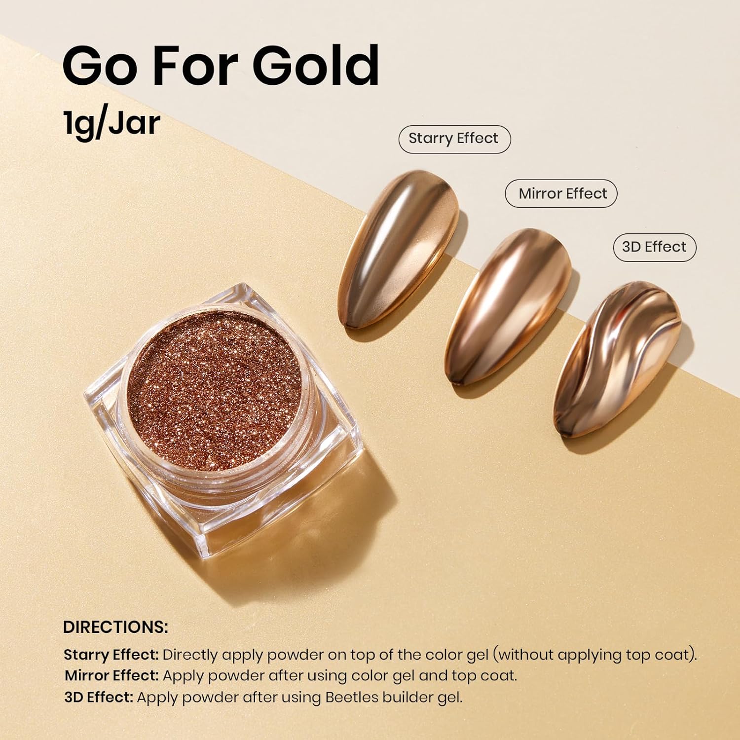 Beetles Beauty & Personal Care›Foot, Hand & Nail Care›Nail Art & Polish›Nail Art Accessories›Glitters Gold Chrome Powder for Nails Metallic Nail Polish 1g Chrome Nail Powder Mirror Effect Nail-Velvo Beauty