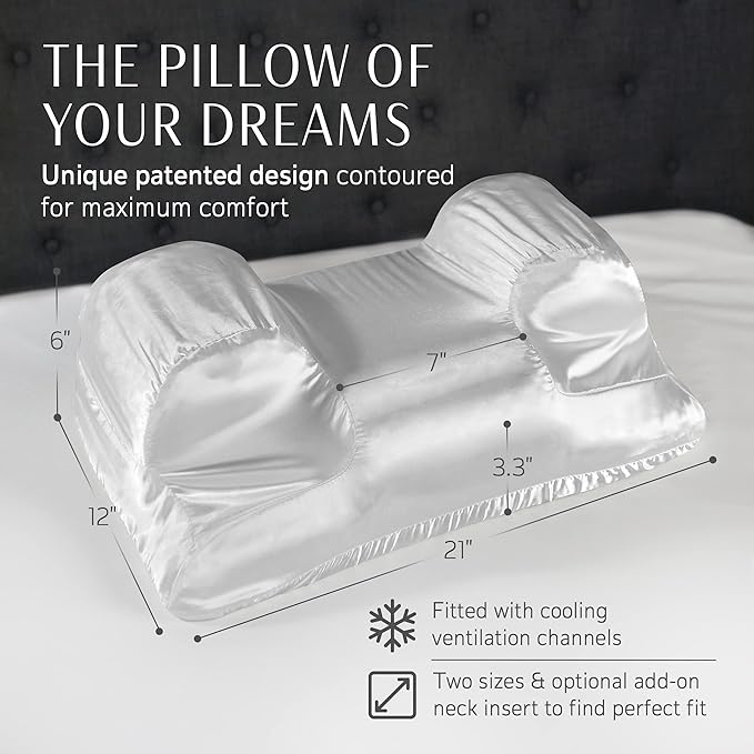 Your Face Pillow-Back Sleeper Beauty Pillow, Cervical Neck Pillow Contour Memory Foam Pillow, Ergonomic Neck, Back & Shoulder Support. Back Sleeping Reduces Pressure on Skin - Standard with Satin Case-Velvo Beauty