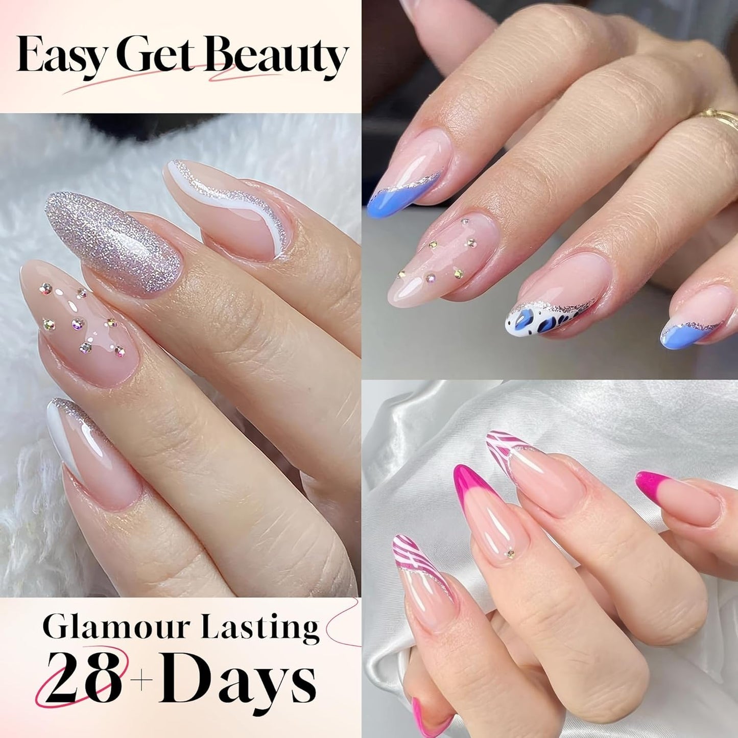 UNA GELLA Medium Almond Gel Nail Tips: Full Matte Almond Shape Nail Tips Half Cover 216pcs Medium Almonds Press On Nails DIY Salon for Fake Acrylic False Nails 12 Sizes, Saving Design Gelly Tips-Velvo Beauty