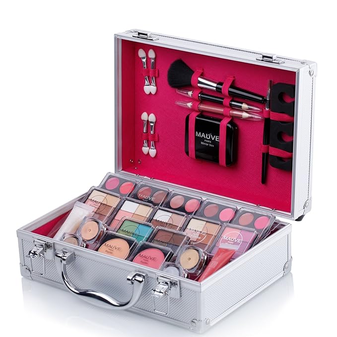 Makeup Kit for Girls and kids 8-12 Carry All Makeup Train Case with Pro Makeup for Teens Women Full Starter Cosmetics Set (SILVER)-Velvo Beauty