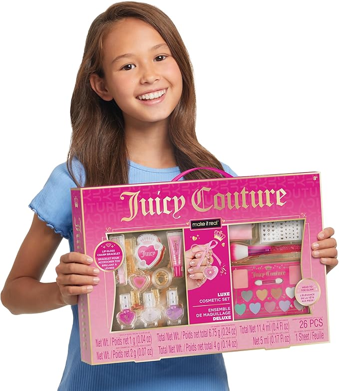 Make It Real: Juicy Couture Luxe Cosmetic Set - Lip Gloss Charm Bracelet, Nail Polish, Eyeshadow, Head to Toe Glam, Makeup Kit, Girls & Kids Ages 8+-Velvo Beauty