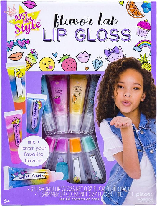 Just My Style Flavor Lab Lip Gloss by Horizon Group USA, DIY 4 Custom Lip Glosses By Mixing Colorful Flavors & Lip Shimmer. Flavors, Shimmer, Lip Gloss Tubes Mixing Stick & Instructions Included-Velvo Beauty