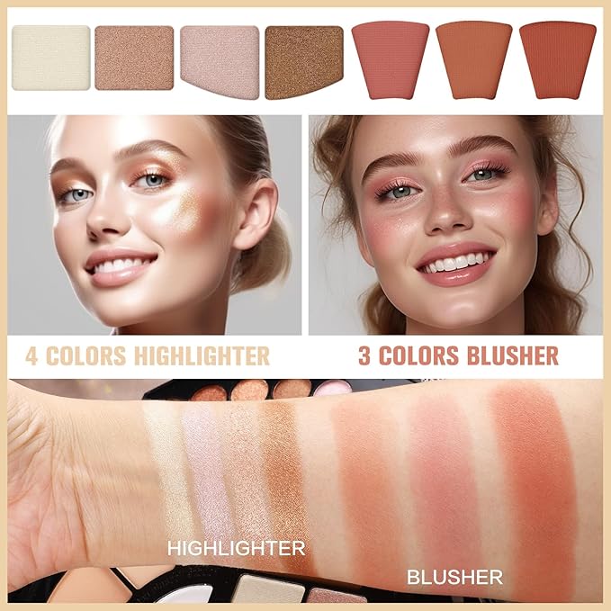 109 Colors Makeup Kit for Women Girl Full Kit Gift Set with Mirror All in One Make up Palette Included Eyeshadow Glitter Lipstick Concealer Eyeliner Eyebrow Highlighter Contour Blusher Compact PowderN-Velvo Beauty