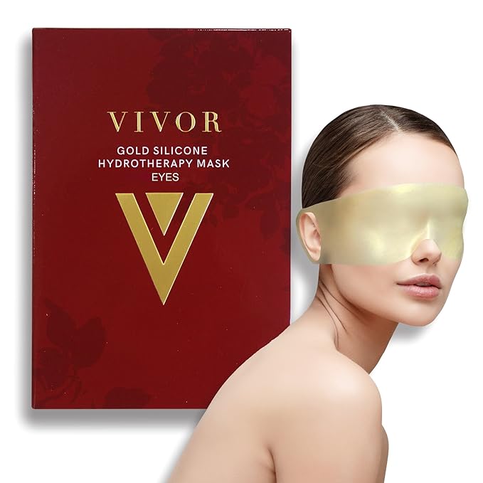 Vivor Gold Silicone Reusable Eye Mask - Luxurious Hydrotherapy Anti aging Experience to Reduce Eye Bags, Crow's Feet, Wrinkles, and Fine Lines. Reusable Up To 100 Times!-Velvo Beauty