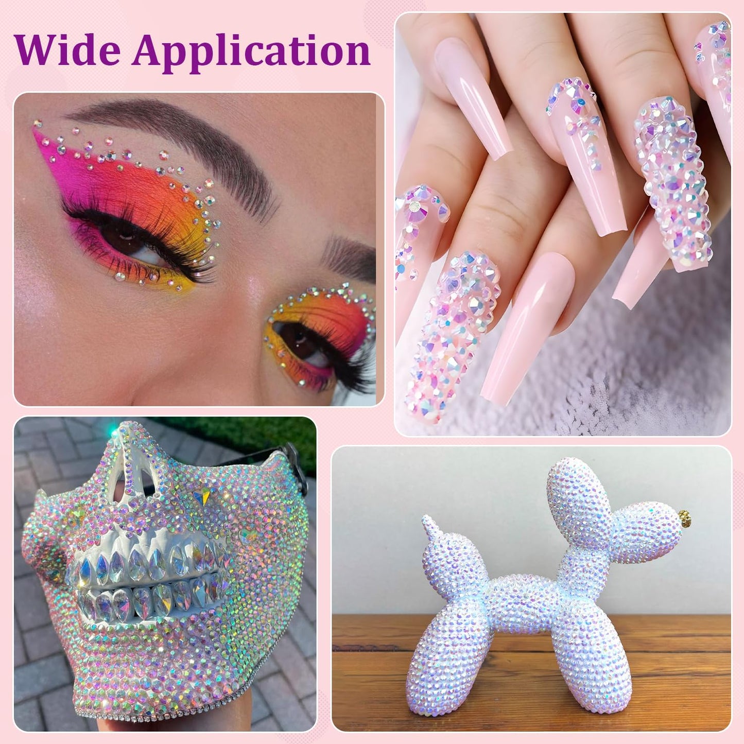 30000Pcs White AB Rhinestones for Bedazzling with B7000 Jewelry Glue, Bedazzler Kit Flatback Gems, Resin Rhinestones for Crafting Crafts Clothing Shoes Fabric Nail Art Assorted Size 2/3/4/5/6mm-Velvo Beauty