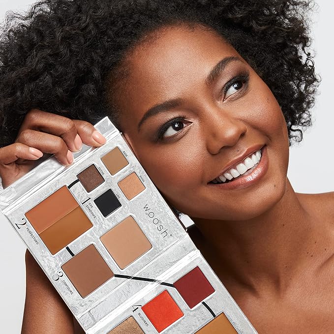 Woosh Beauty, Fold out Face Original Makeup Palette, Travel, All in One, Neutral Cream & Powder (#4 Medium Deep)-Velvo Beauty