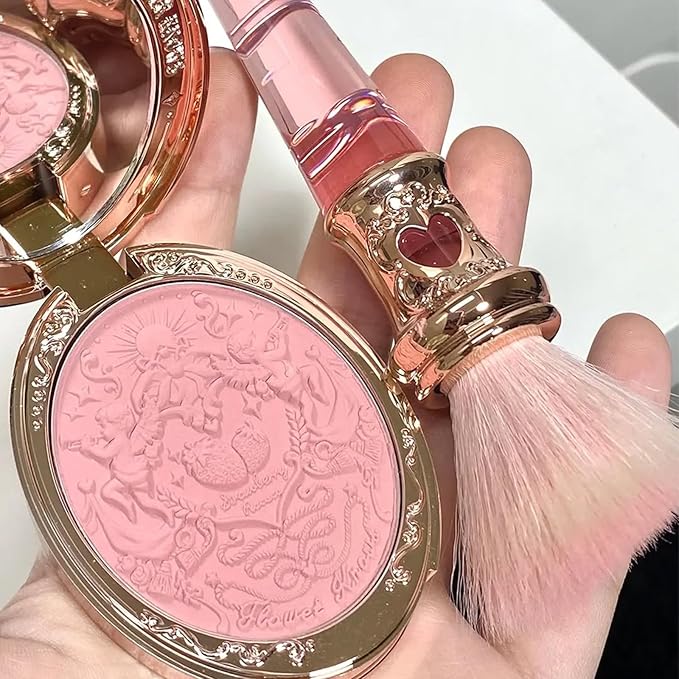 Flower Knows Strawberry Rococo Embossed Blush;Pink Matte Finish;Buildable & Blendable Powder Blush for cheeks,Natural Flush for All Skin Tones(03 Classic Ballet, 5g)-Velvo Beauty