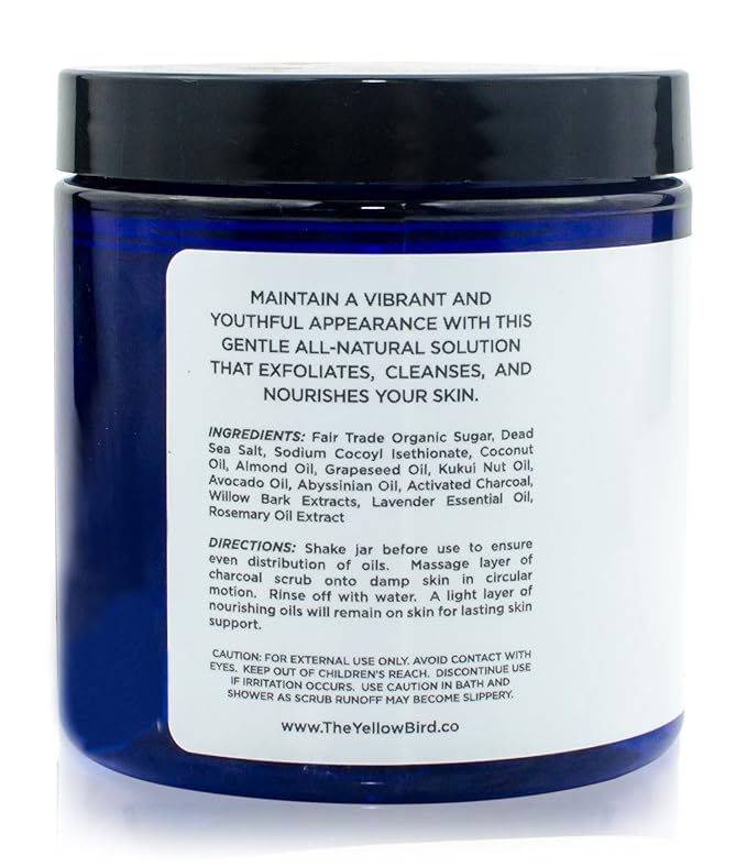 Natural Activated Charcoal Body & Face Scrub. Exfoliating Dead Sea Salt & Sugar Scrub. Deep Cleansing Pore Minimizer. Anti Cellulite, Acne, Blackhead, Scars, Wrinkle Treatment.-Velvo Beauty