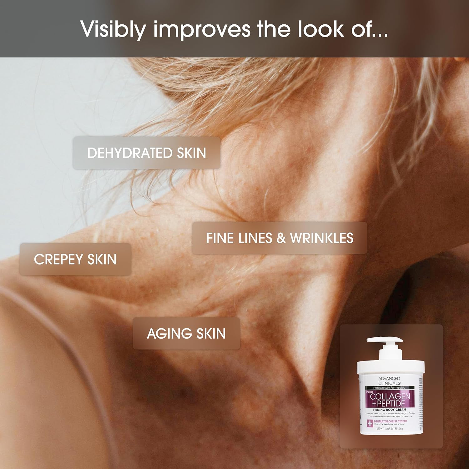 Advanced Clinicals Collagen Peptides Firming Body Lotion Face Cream + Collagen Body Oil Moisturizer 2PC Skin Care Set For Women & Men | Skin Tightening Dry Skin Moisturizing Cream & Massage Oil, 2PC-Velvo Beauty