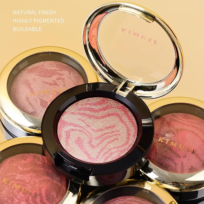 KIMUSE Baked Blush, Lighting Glow Marbleized Blush Powder Blush, Contour & Highlight Face for a Creamy Lightweight Natural Finish-Velvo Beauty